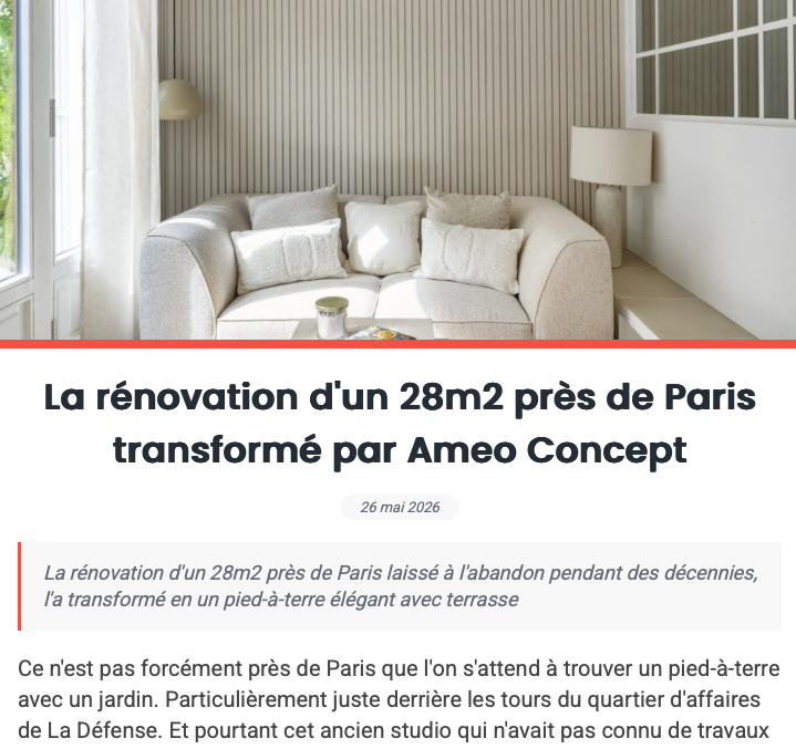 La rénovation d&rsquo;un 28m2 près de Paris transformé par Ameo Concept